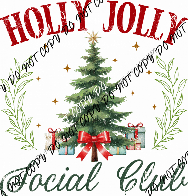 Holly Jolly Social Club DTF Transfer - We Print U Press DTF Transfers