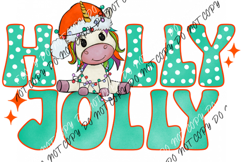 Holly Jolly Unicorn Dtf Transfer Transfers