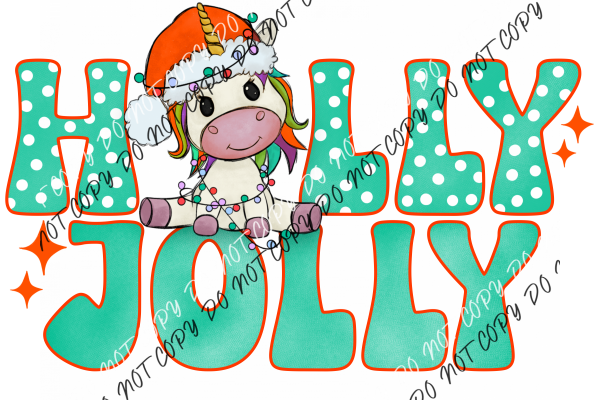 Holly Jolly Unicorn Dtf Transfer Transfers