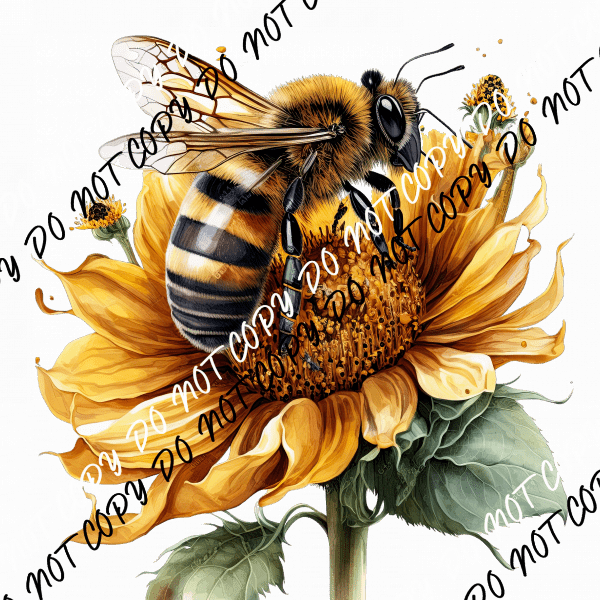 Honey Bee Sunflower Watercolor DTF Transfer - We Print U Press DTF Transfers