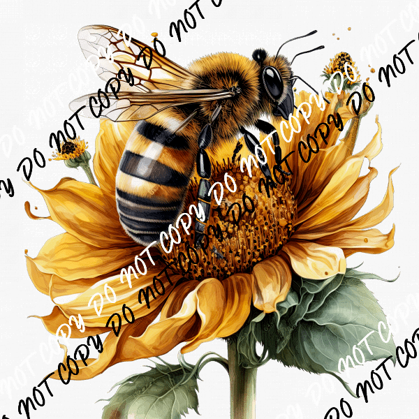 Honey Bee Sunflower Watercolor DTF Transfer - We Print U Press DTF Transfers