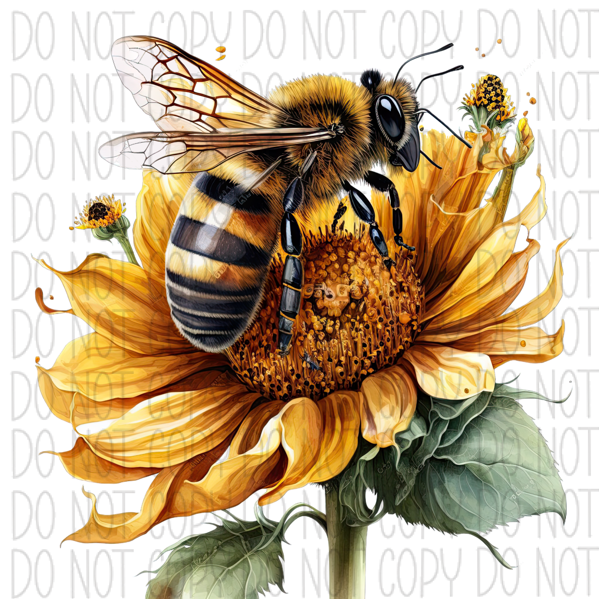 Honey Bee Sunflower Watercolor Dtf Transfer Transfers
