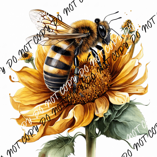 Honey Bee Sunflower Watercolor DTF Transfer - We Print U Press DTF Transfers