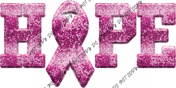 Hope Breast Cancer Ribbon Faux Sequins Dtf Transfer Transfers