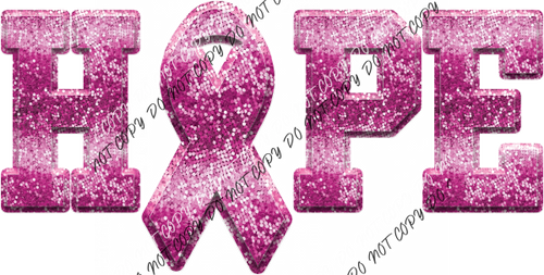 Hope Breast Cancer Ribbon Faux Sequins Dtf Transfer Transfers