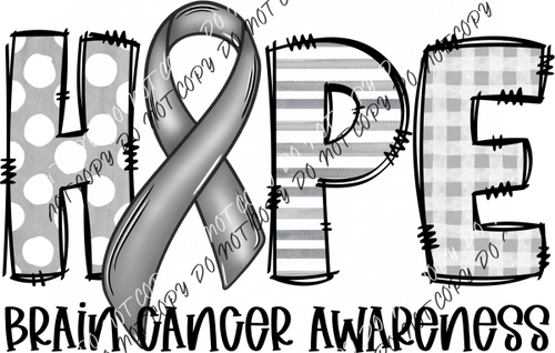 Hope Ribbon Brain Cancer Awareness Dtf Transfer Rtp Transfers