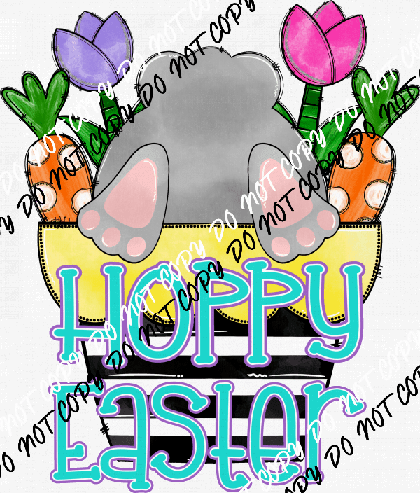 Hoppy Easter Bunny Butt Plant Pot DTF Transfer - We Print U Press DTF Transfers