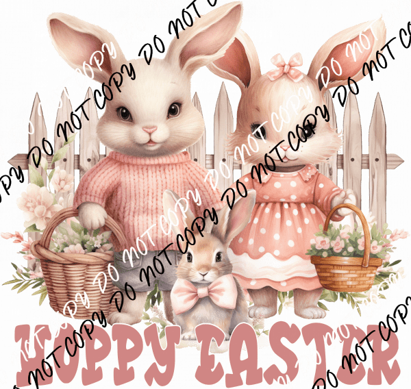 Hoppy Easter Bunny Family DTF Transfer - We Print U Press DTF Transfers