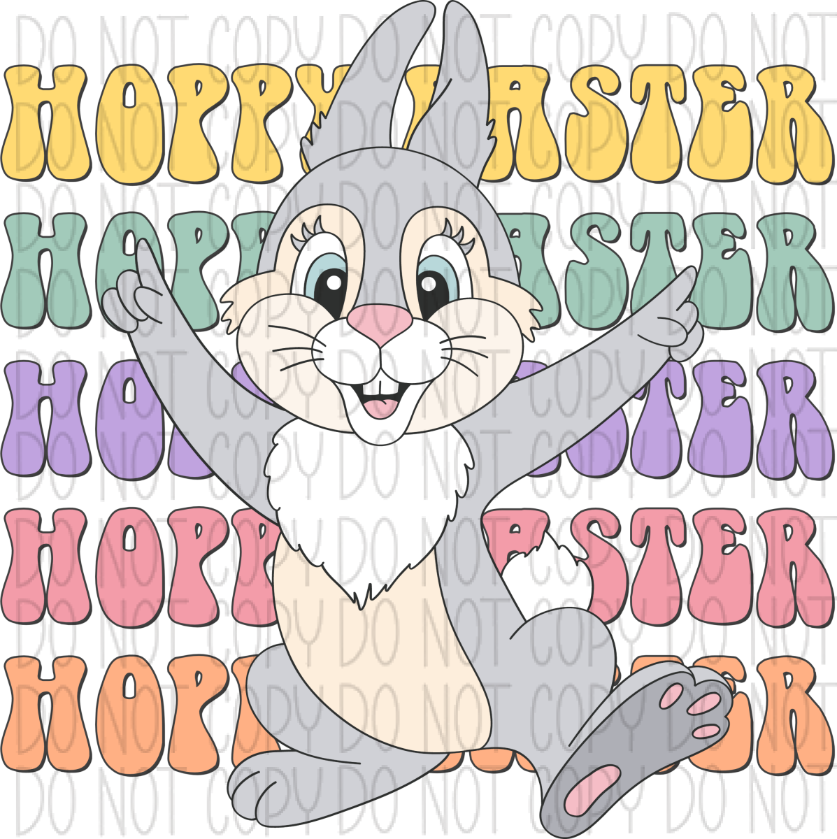 Hoppy Easter Groovy Retro Dtf Transfer