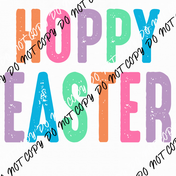 Hoppy Easter Pastel Distressed Text DTF Transfer - We Print U Press DTF Transfers