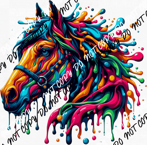 Horse Head Color Drip DTF Transfer - We Print U Press DTF Transfers