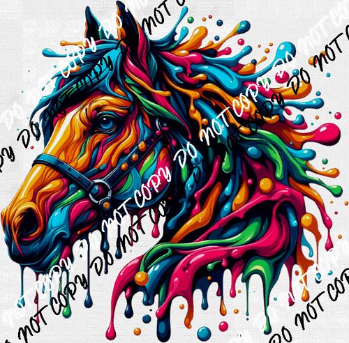 Horse Head Color Drip DTF Transfer - We Print U Press DTF Transfers