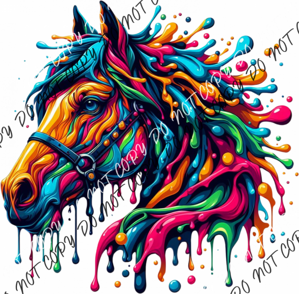 Horse Head Color Drip Dtf Transfer Rtp Transfers