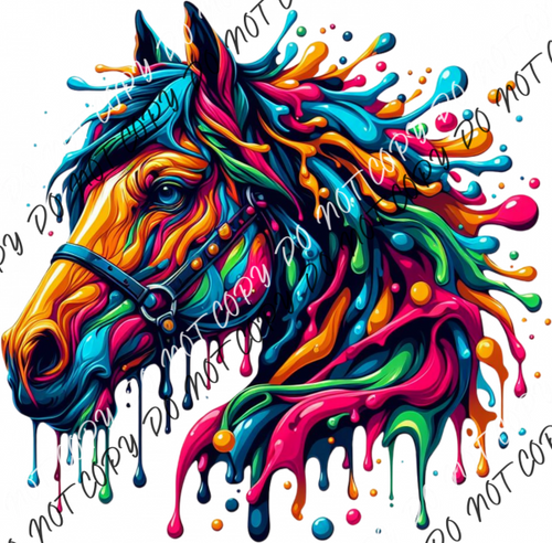 Horse Head Color Drip Dtf Transfer Rtp Transfers