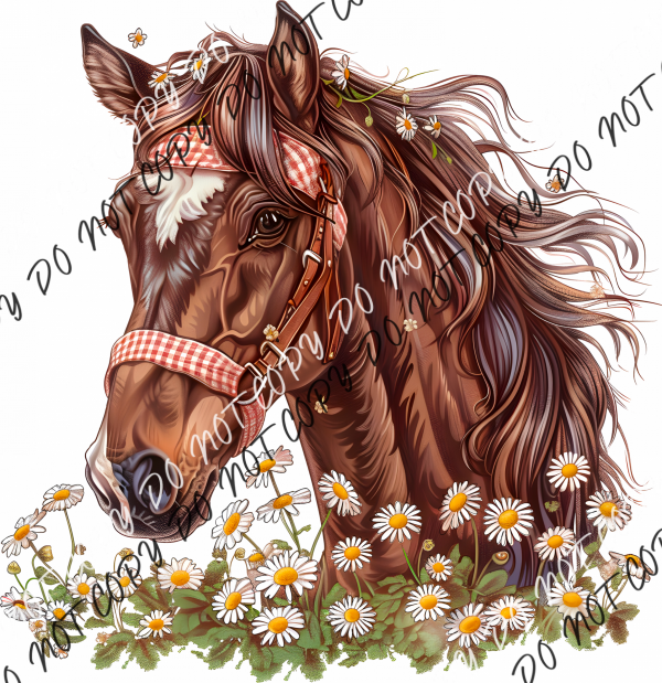 Horse With Daisies Dtf Transfer Rtp Transfers