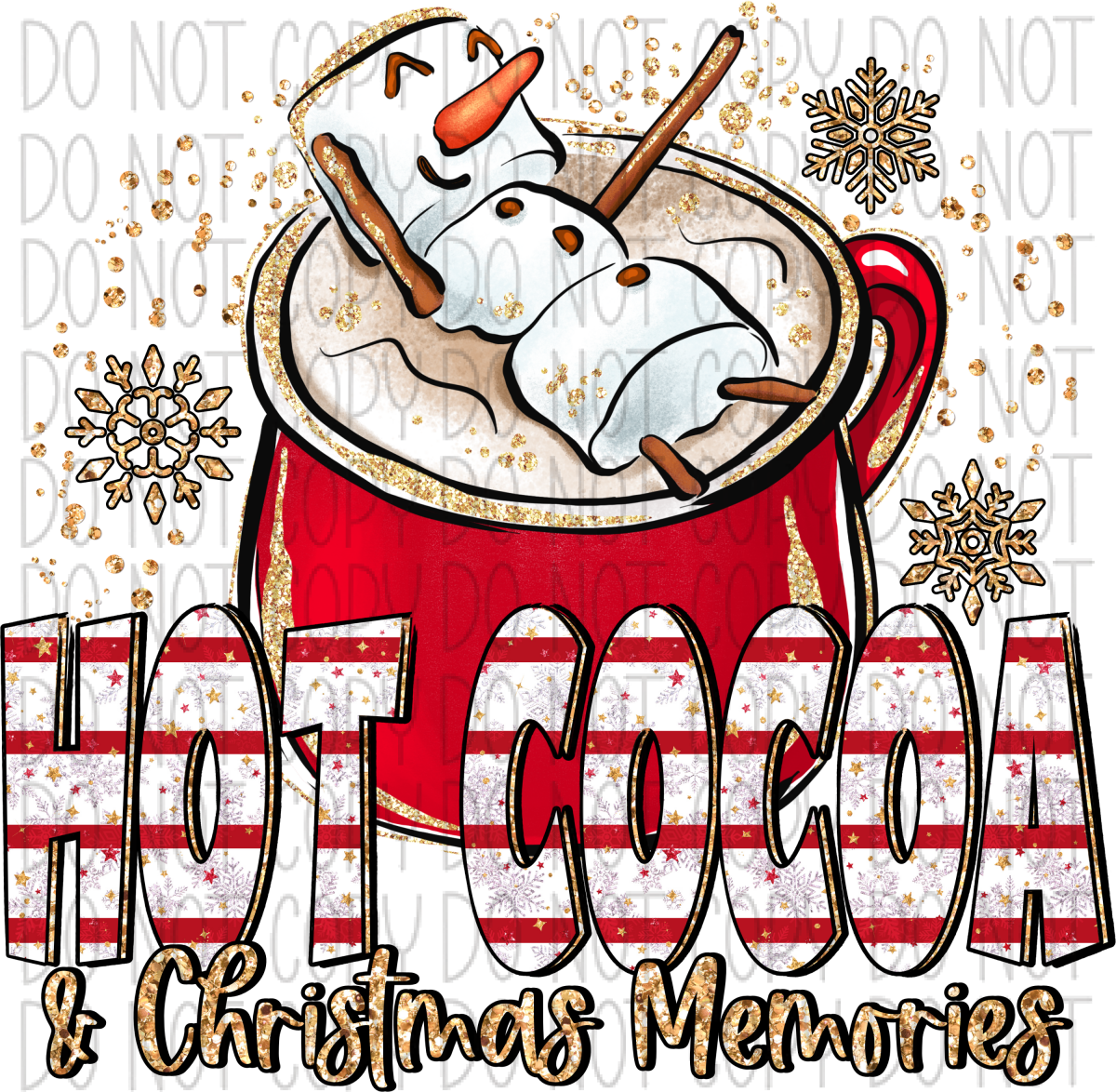 Hot Cocoa And Christmas Memories Snowman Dtf Transfer