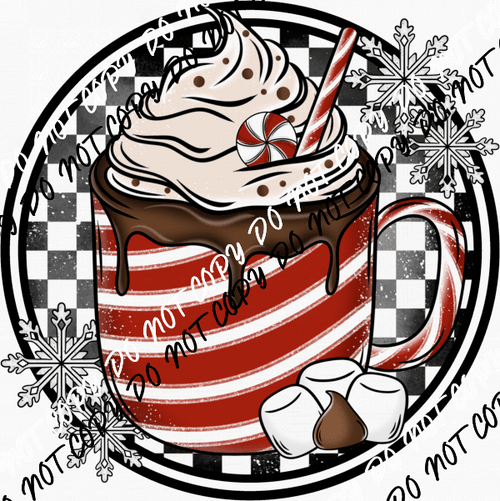 Hot Cocoa Checkered in Circle DTF Transfer - We Print U Press DTF Transfers