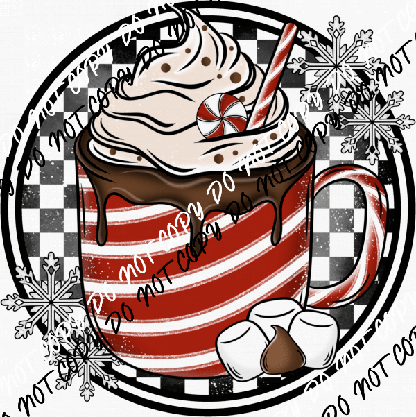 Hot Cocoa Checkered in Circle DTF Transfer - We Print U Press DTF Transfers