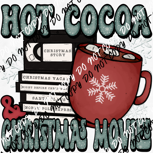 Hot Cocoa & Christmas Movies Red Cup DTF Transfer - We Print U Press DTF Transfers