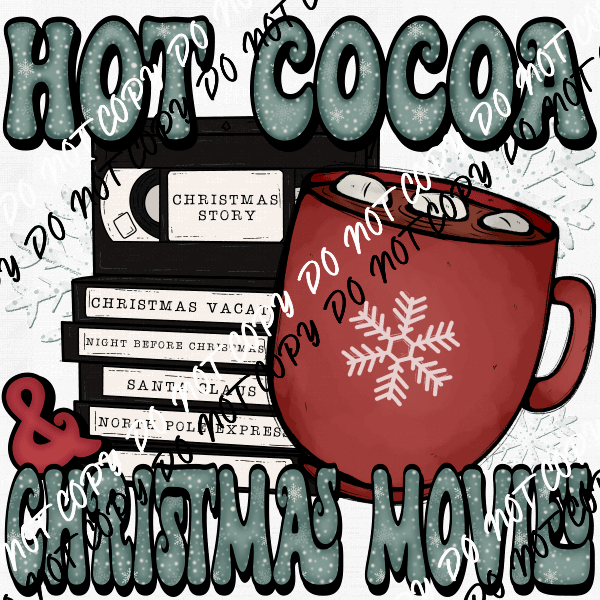 Hot Cocoa & Christmas Movies Red Cup DTF Transfer - We Print U Press DTF Transfers