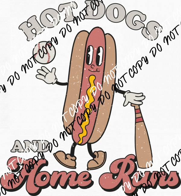 Hot Dogs and Home Runs Distressed DTF Transfer - We Print U Press DTF Transfers