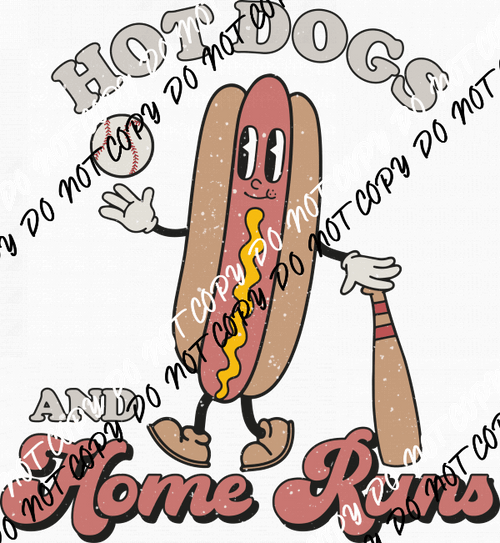 Hot Dogs and Home Runs Distressed DTF Transfer - We Print U Press DTF Transfers