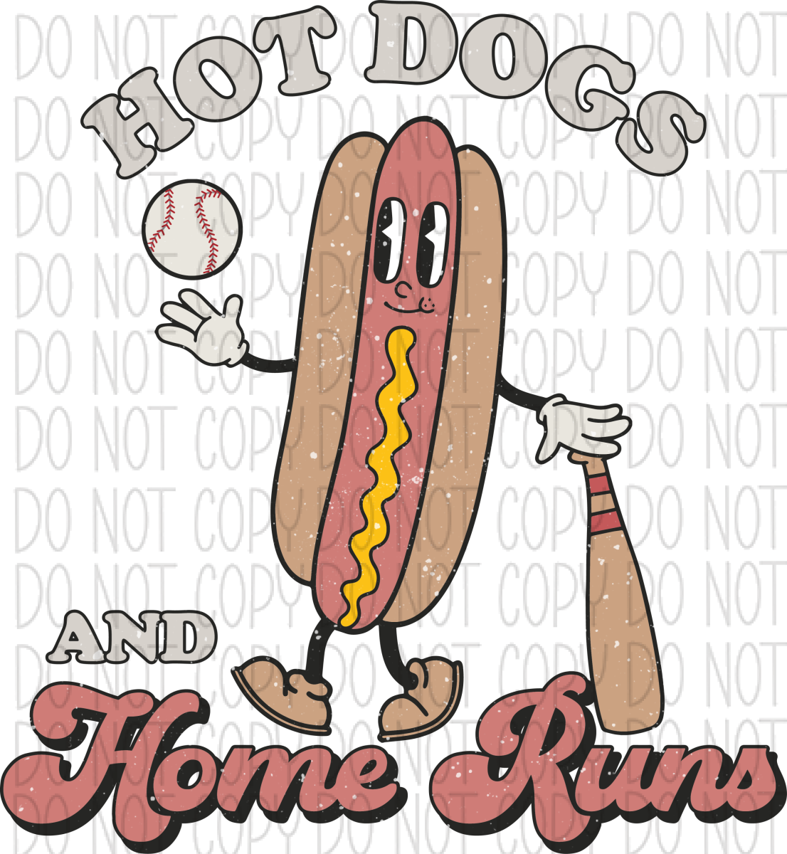 Hot Dogs And Home Runs Distressed Dtf Transfer