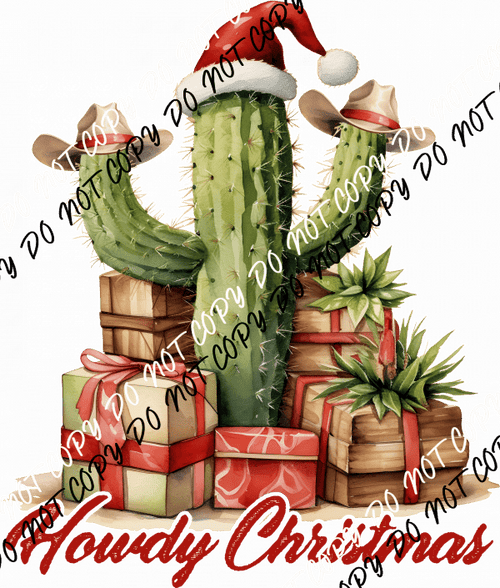 Howdy Christmas Cactus DTF Transfer - We Print U Press DTF Transfers