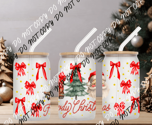 Howdy Christmas Glass Can Cup Wrap UV Transfer - We Print U Press DTF Transfers