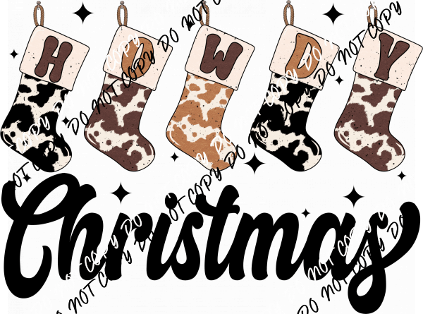 Howdy Christmas Stockings DTF Transfer - We Print U Press DTF Transfers