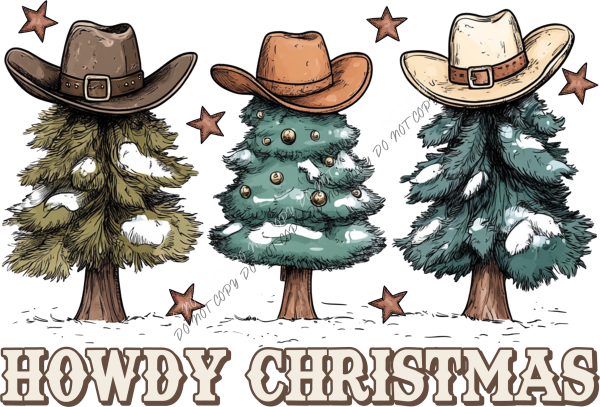 Howdy Christmas Tree Trio DTF Transfer RTP DTF Transfers