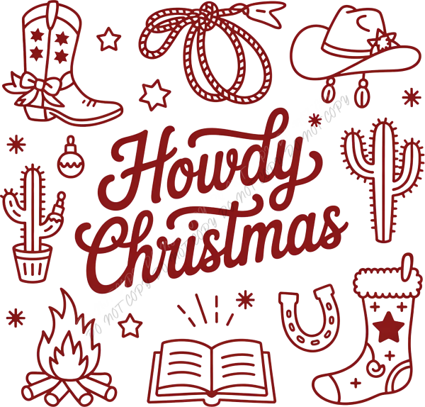 Howdy Christmas Western DTF Transfer - RTP DTF Transfer
