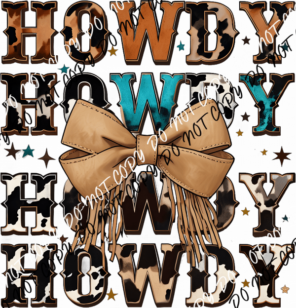Howdy Cowprint Bow DTF Transfer - We Print U Press DTF Transfers