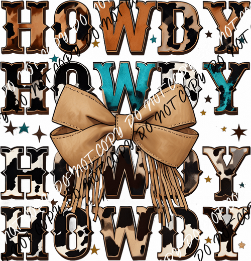 Howdy Cowprint Bow DTF Transfer - We Print U Press DTF Transfers