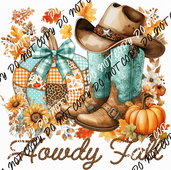 Howdy Fall Cow Girl DTF Transfer - We Print U Press DTF Transfers