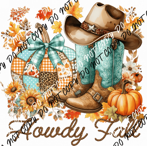 Howdy Fall Cow Girl DTF Transfer - We Print U Press DTF Transfers