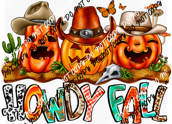 Howdy Fall Pumpkin Trio DTF Transfer - We Print U Press DTF Transfers