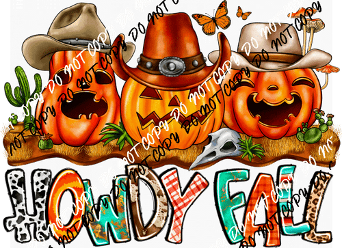 Howdy Fall Pumpkin Trio DTF Transfer - We Print U Press DTF Transfers