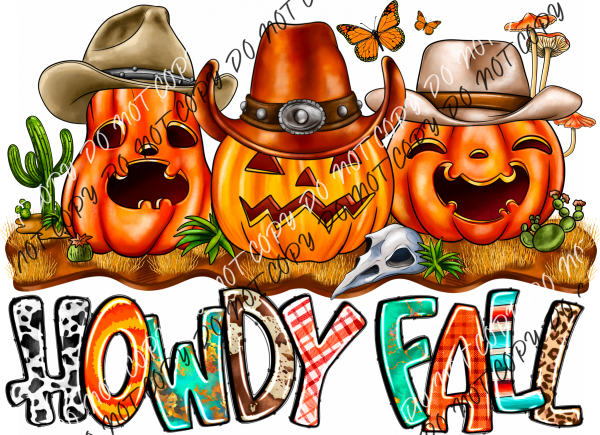 Howdy Fall Pumpkin Trio DTF Transfer - We Print U Press DTF Transfers