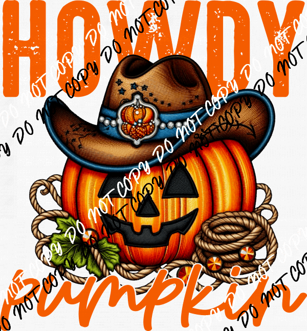 Howdy Pumpkin Western Bright DTF Transfer - We Print U Press DTF Transfers