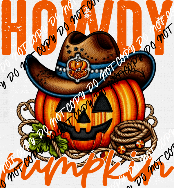 Howdy Pumpkin Western Bright DTF Transfer - We Print U Press DTF Transfers