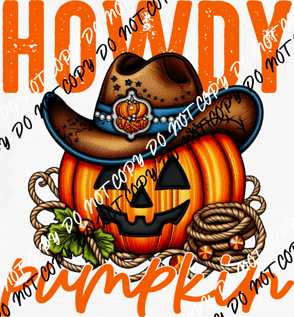 Howdy Pumpkin Western Bright DTF Transfer - We Print U Press DTF Transfers