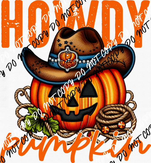 Howdy Pumpkin Western Bright DTF Transfer - We Print U Press DTF Transfers