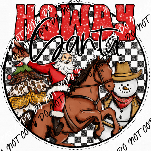 Howdy Santa Western Christmas DTF Transfer - We Print U Press DTF Transfers