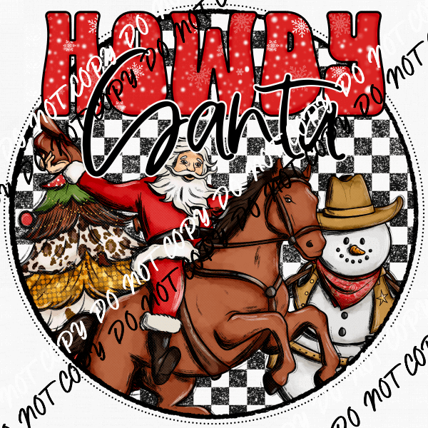 Howdy Santa Western Christmas DTF Transfer - We Print U Press DTF Transfers