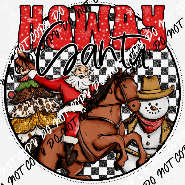 Howdy Santa Western Christmas DTF Transfer - We Print U Press DTF Transfers