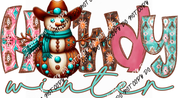 Howdy Winter Cowboy Snowman DTF Transfer - We Print U Press DTF Transfers