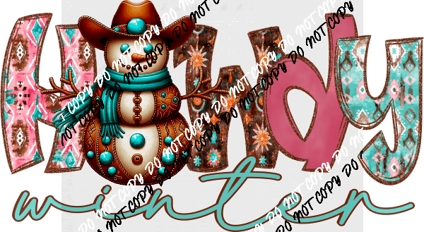 Howdy Winter Cowboy Snowman DTF Transfer - We Print U Press DTF Transfers