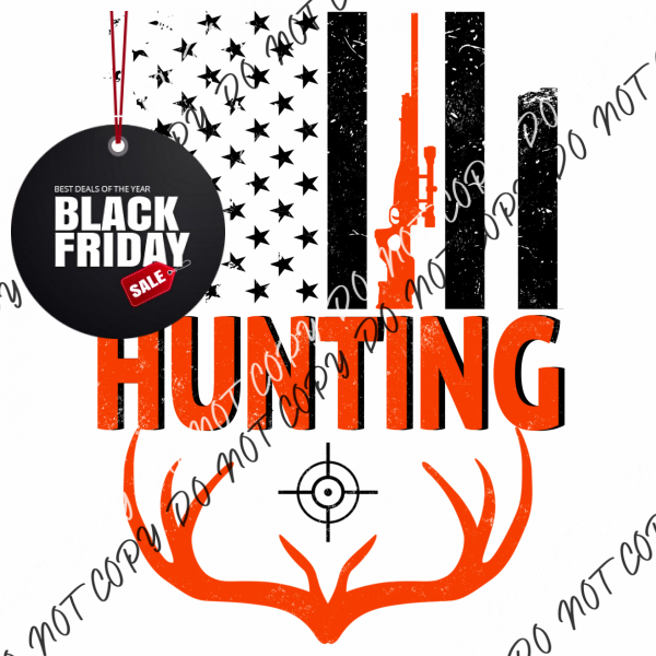 Hunting Flag Black Or White Dtf Transfer Pocket Size 3 / Print