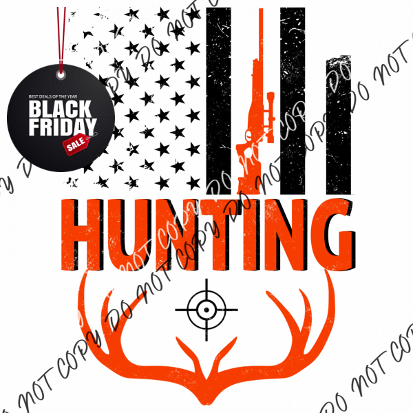 Hunting Flag Black Or White Dtf Transfer Pocket Size 3 / Print